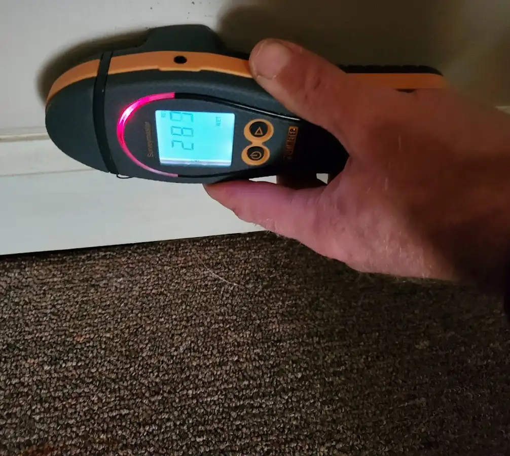 Moisture detection at baseboard during Sewage Cleanup & Sanitation in Lititz