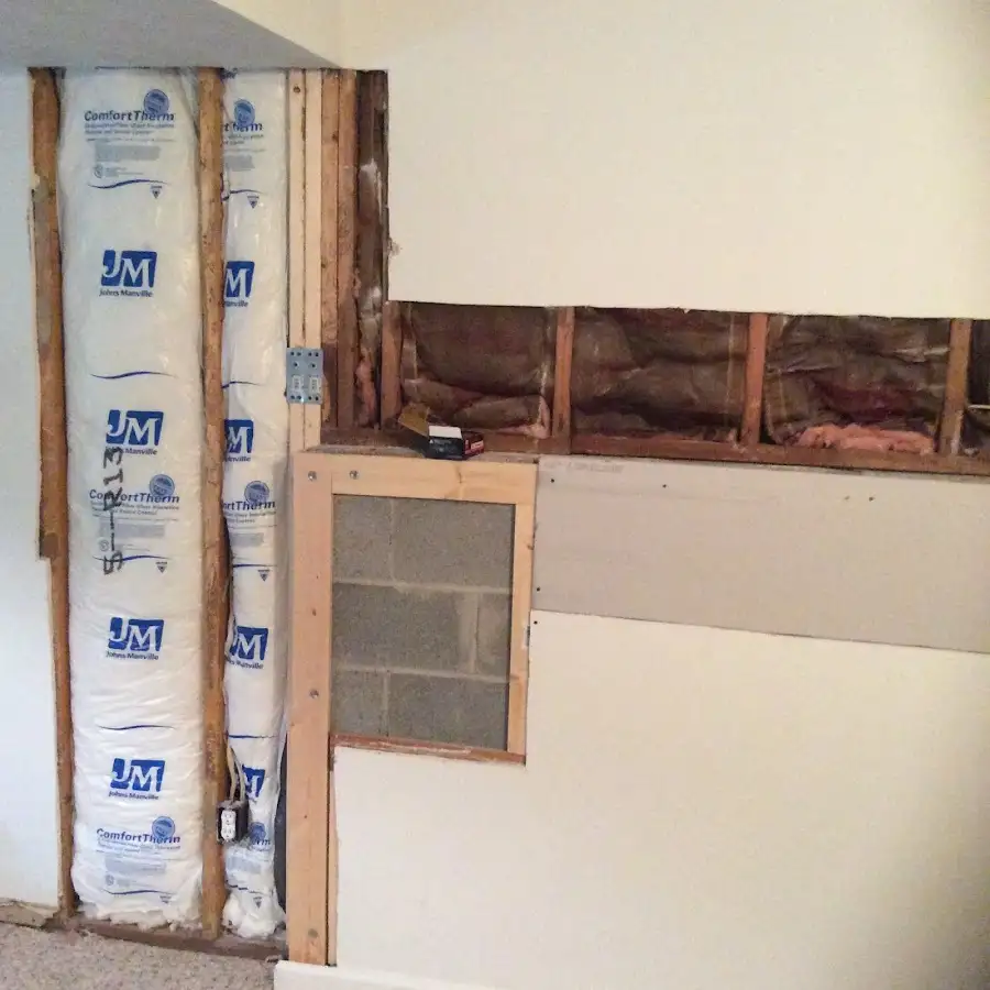 Wall insulation replacement during Basement Flood Cleanup in Lititz